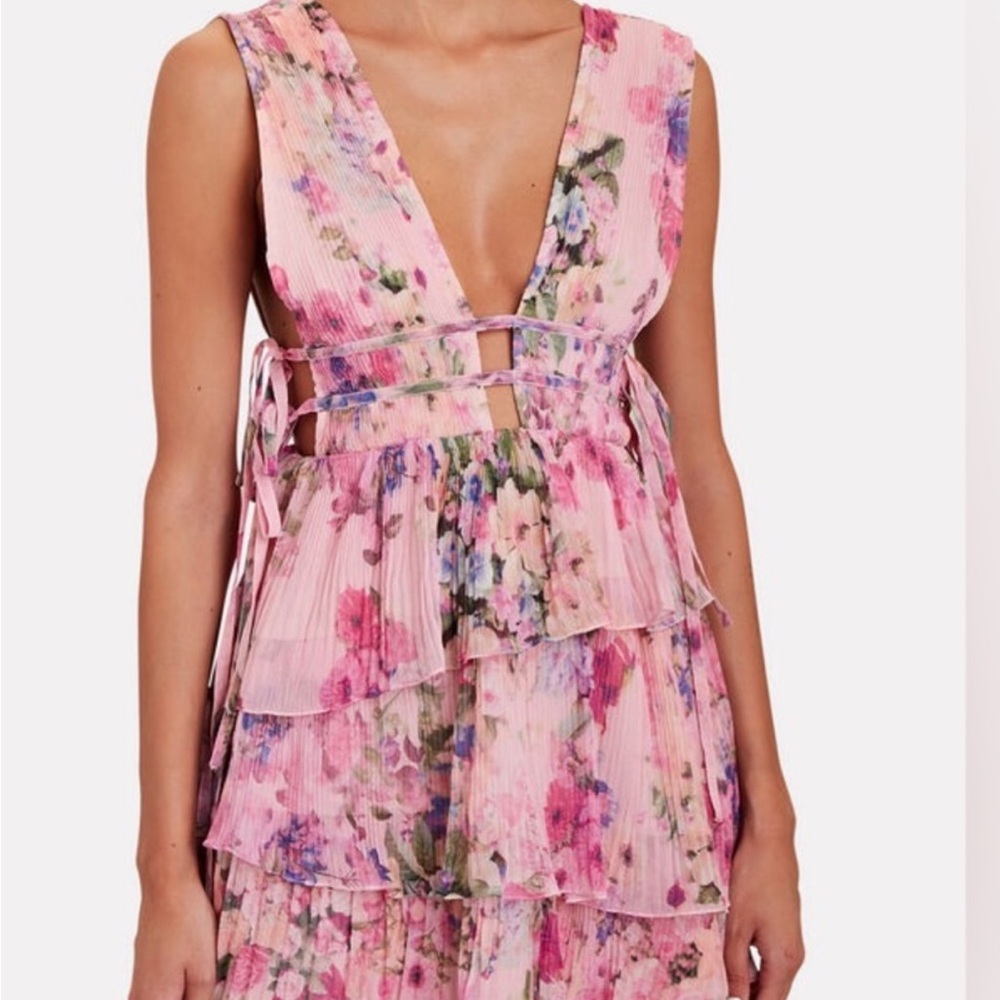 Floral Pink Sleeveless Dress